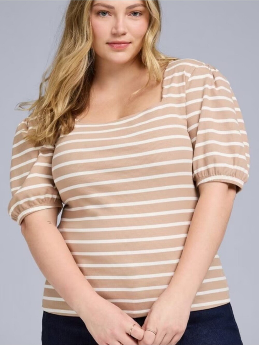 Torrid Belle Isle, Scallop Neck, Puff Sleeve Rib Knit Top, NWT